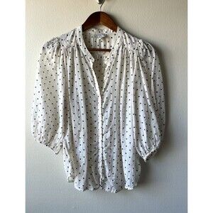 Lucky Brand Womens Shirt Small Button Blouse Lace Flowy Boho SHEER See through